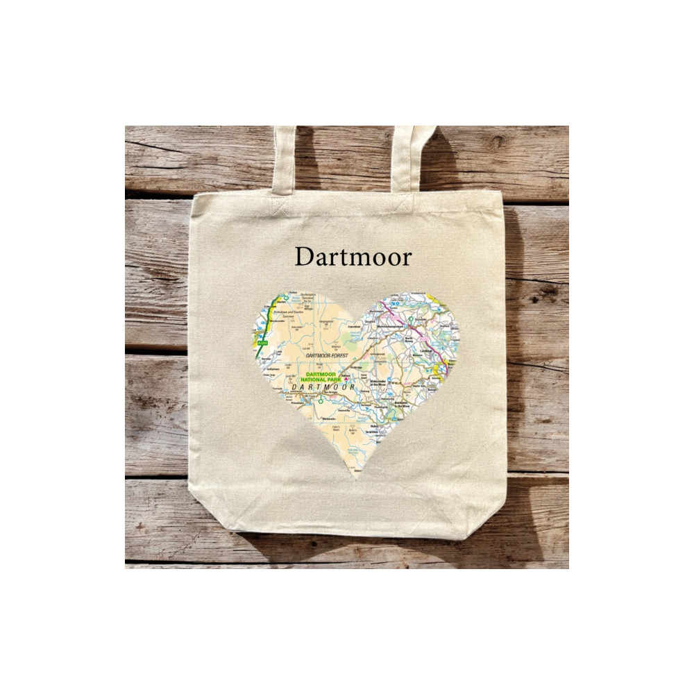 Produktbild för OS Map Premium Canvas Tote Bag - Dartmoor National Park