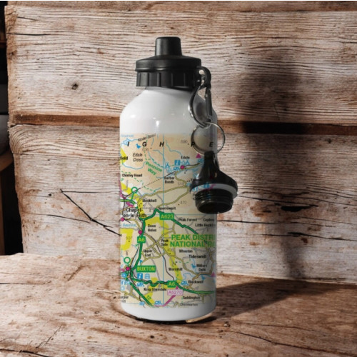 The Sugar Shed OS Map 600ml Metal Water Bottle - Peak District National Park
