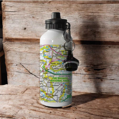 The Sugar Shed OS Map 600ml Metal Water Bottle - The Broads