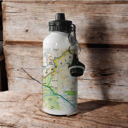 The Sugar Shed OS Map 600ml Metal Water Bottle - Northumberland National Park
