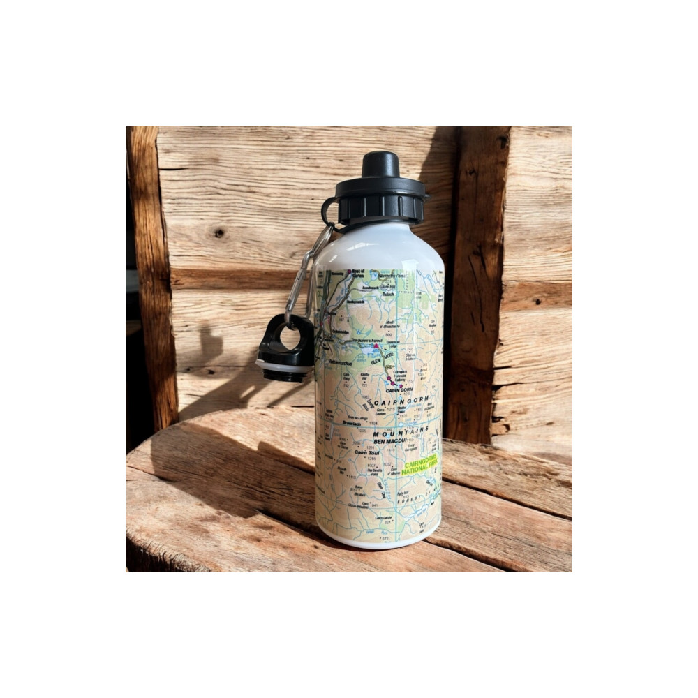 Produktbild för OS Map 600ml Metal Water Bottle - Cairngorms National Park
