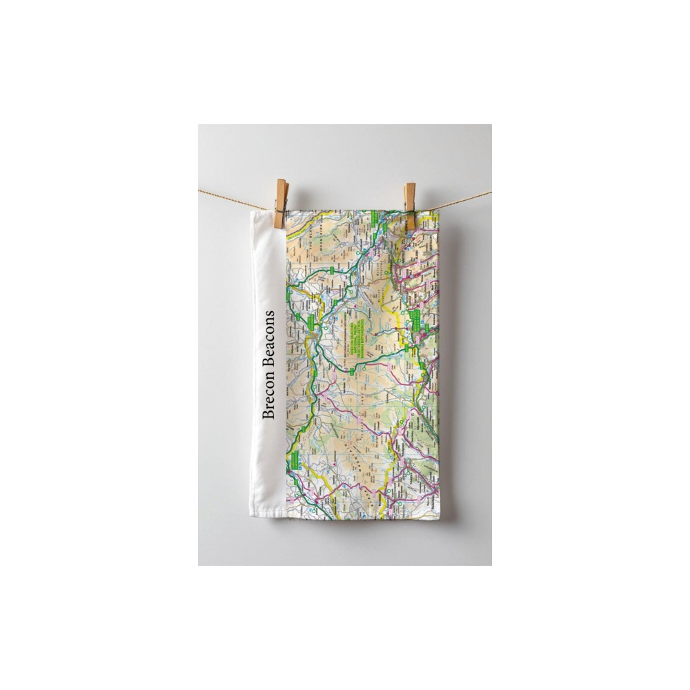 Produktbild för OS Map Tea-towel - Brecon Beacons National Park