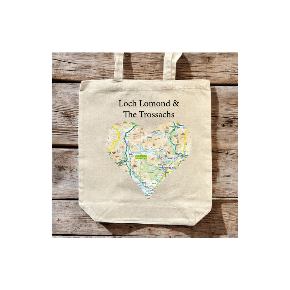 Produktbild för OS Map Premium Canvas Tote Bag - Loch Lomond and The Trossachs National Park