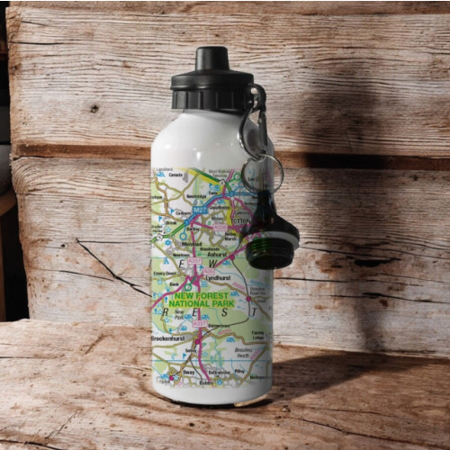 The Sugar Shed OS Map 600ml Metal Water Bottle - New Forest National Park