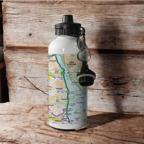 The Sugar Shed OS Map 600ml Metal Water Bottle - Loch Lomond and The Trossachs National Park