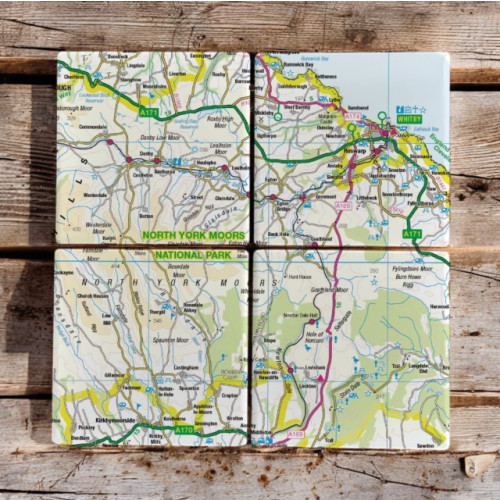 The Sugar Shed OS Map Ceramic Four Coaster Set - North York Moors National Park