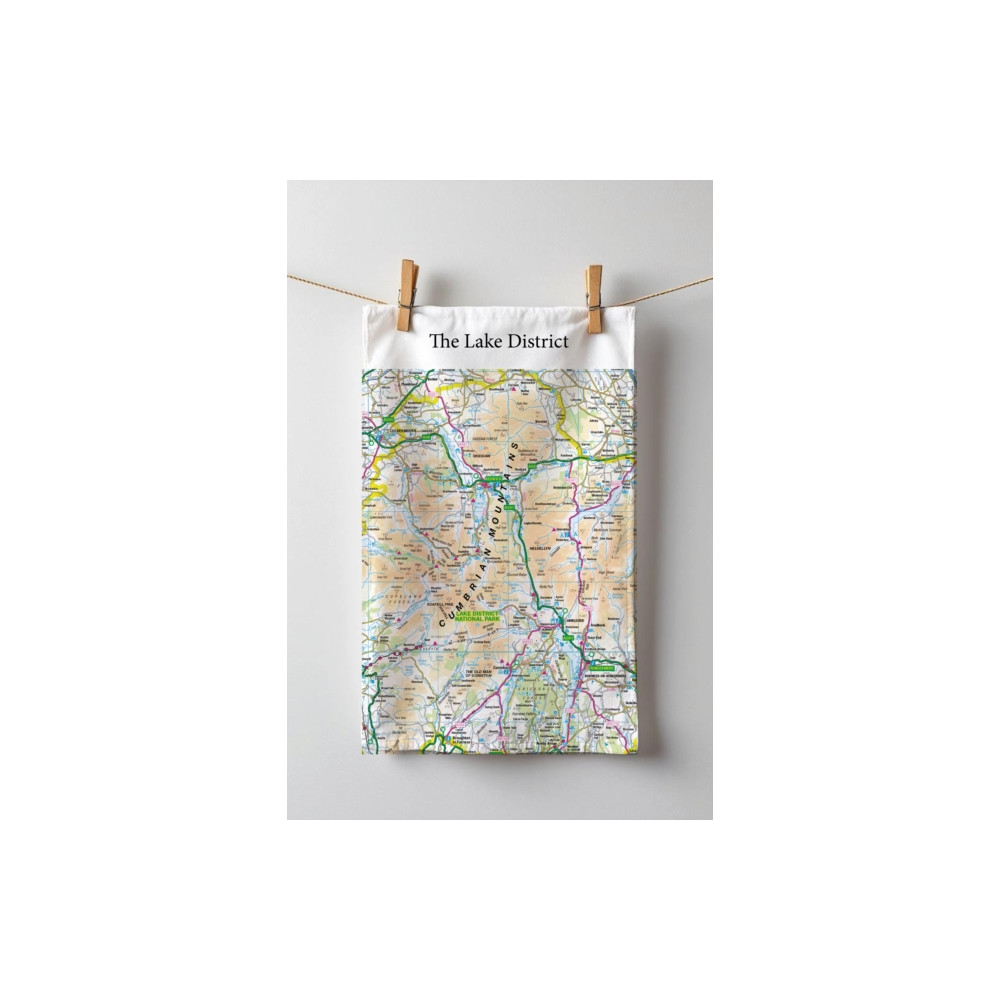 Produktbild för OS Map Tea-towel - Lake District National Park