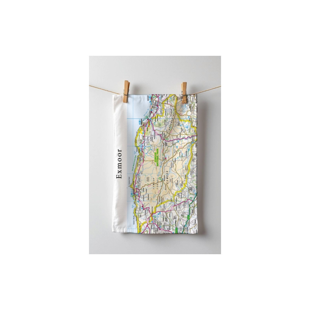 Produktbild för OS Map Tea-towel - Exmoor National Park