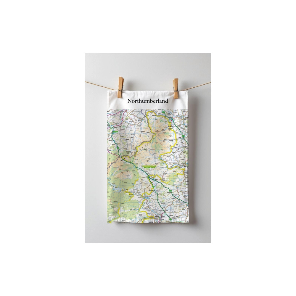 Produktbild för OS Map Tea-towel - Northumberland National Park