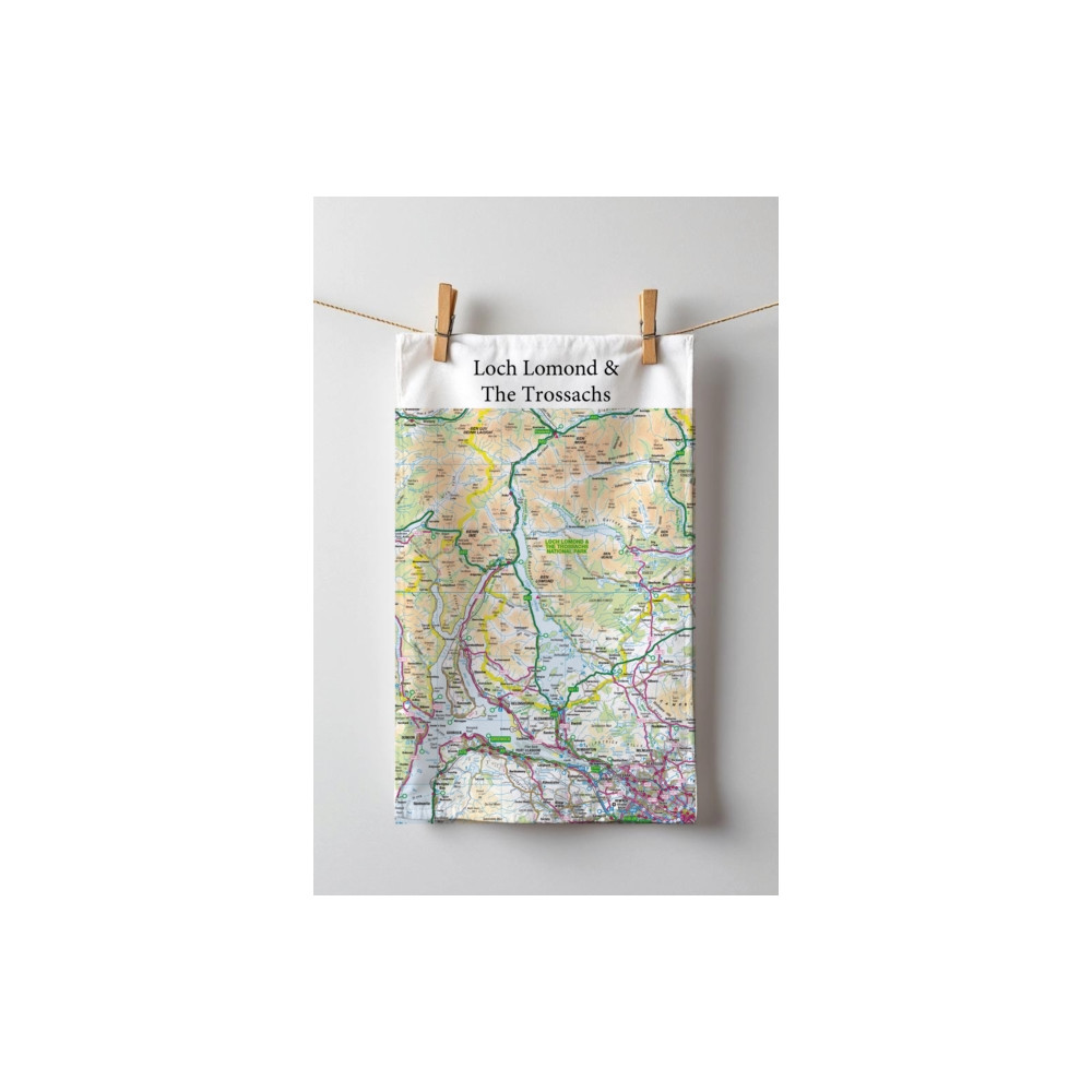 Produktbild för OS Map Tea-towel - Loch Lomond and The Trossachs National Park