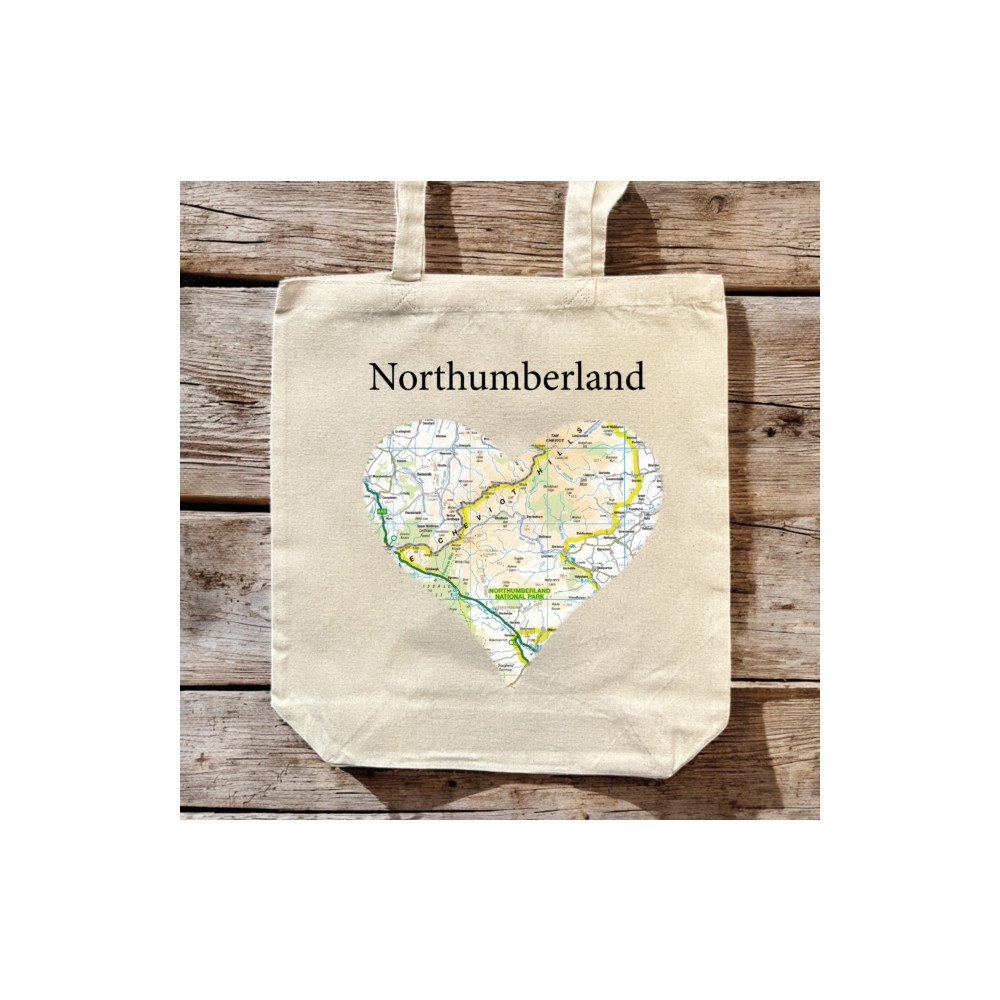 Produktbild för OS Map Premium Canvas Tote Bag - Northumberland National Park