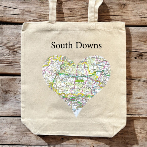 The Sugar Shed OS Map Premium Canvas Tote Bag - South Downs National Park