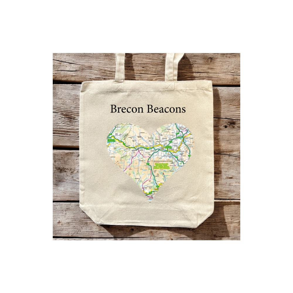 Produktbild för OS Map Premium Canvas Tote Bag - Brecon Beacons National Park