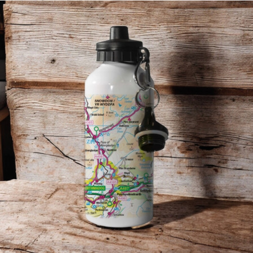The Sugar Shed OS Map 600ml Metal Water Bottle - Snowdonia National Park