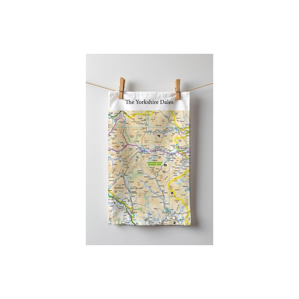 Produktbild för OS Map Tea-towel - Yorkshire Dales National Park