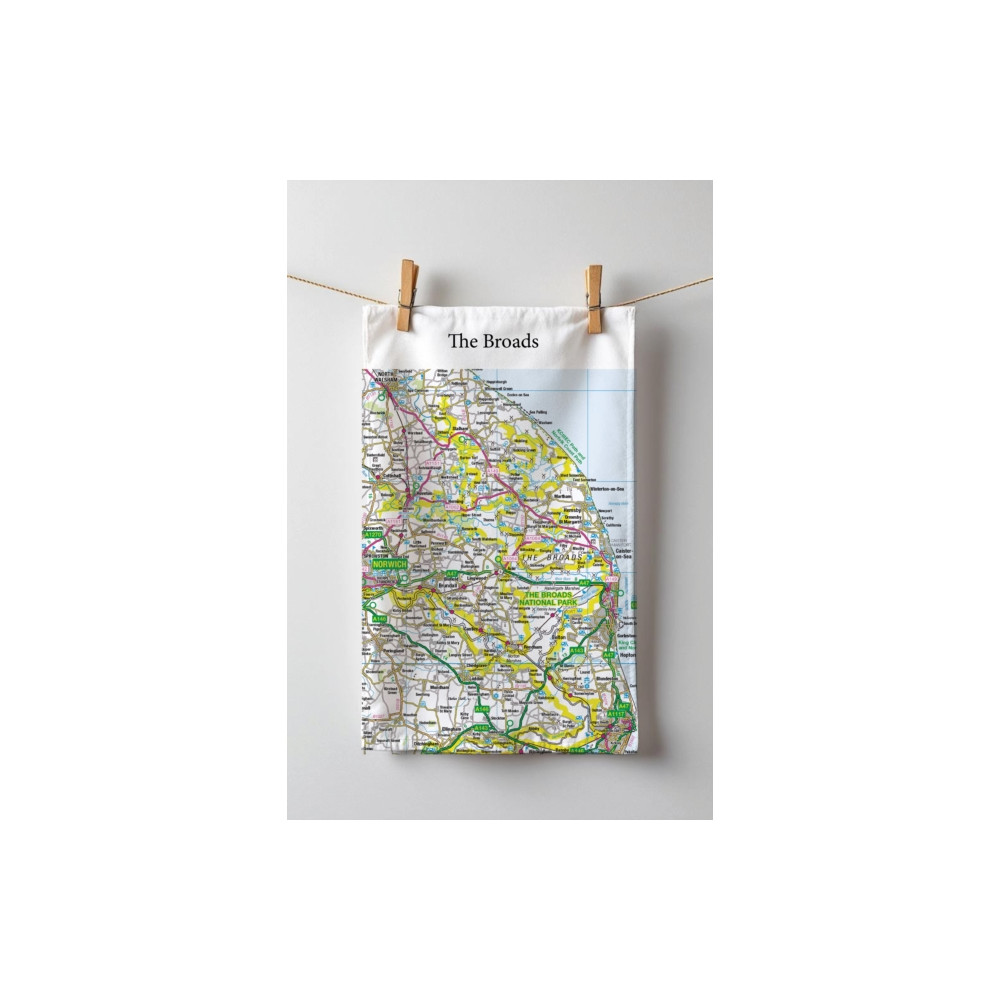 Produktbild för OS Map Tea-towel - The Broads