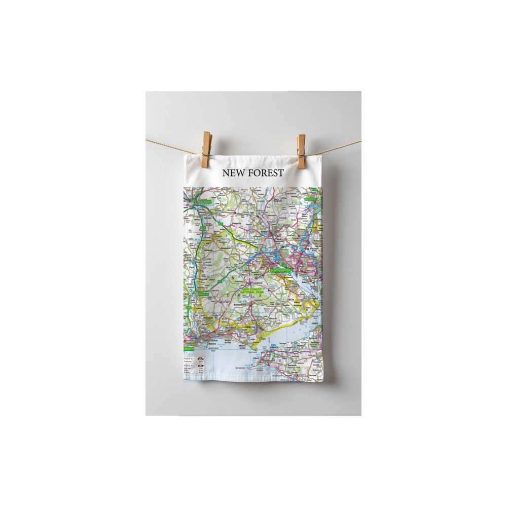 Produktbild för OS Map Tea-towel - New Forest National Park