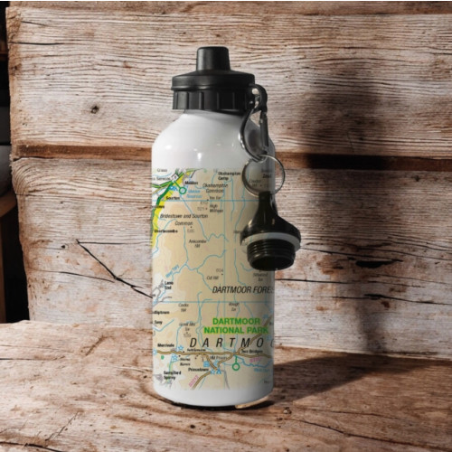 The Sugar Shed OS Map 600ml Metal Water Bottle - Dartmoor National Park