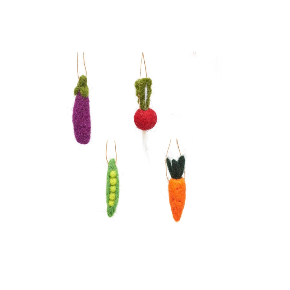 Produktbild för Mini Felt Vegetable Decorations - Set of 4