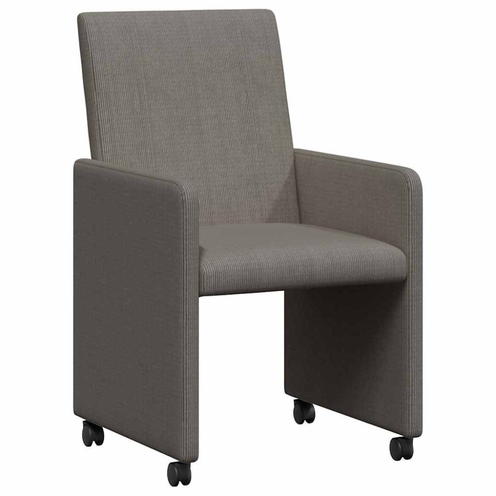 Produktbild för Matstolar med hjul 2 pcs Ljusgrå 57 x 66 x 94 cm Mockatyg