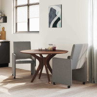 Produktbild för Matstolar med hjul 2 pcs Ljusgrå 57 x 66 x 94 cm Mockatyg