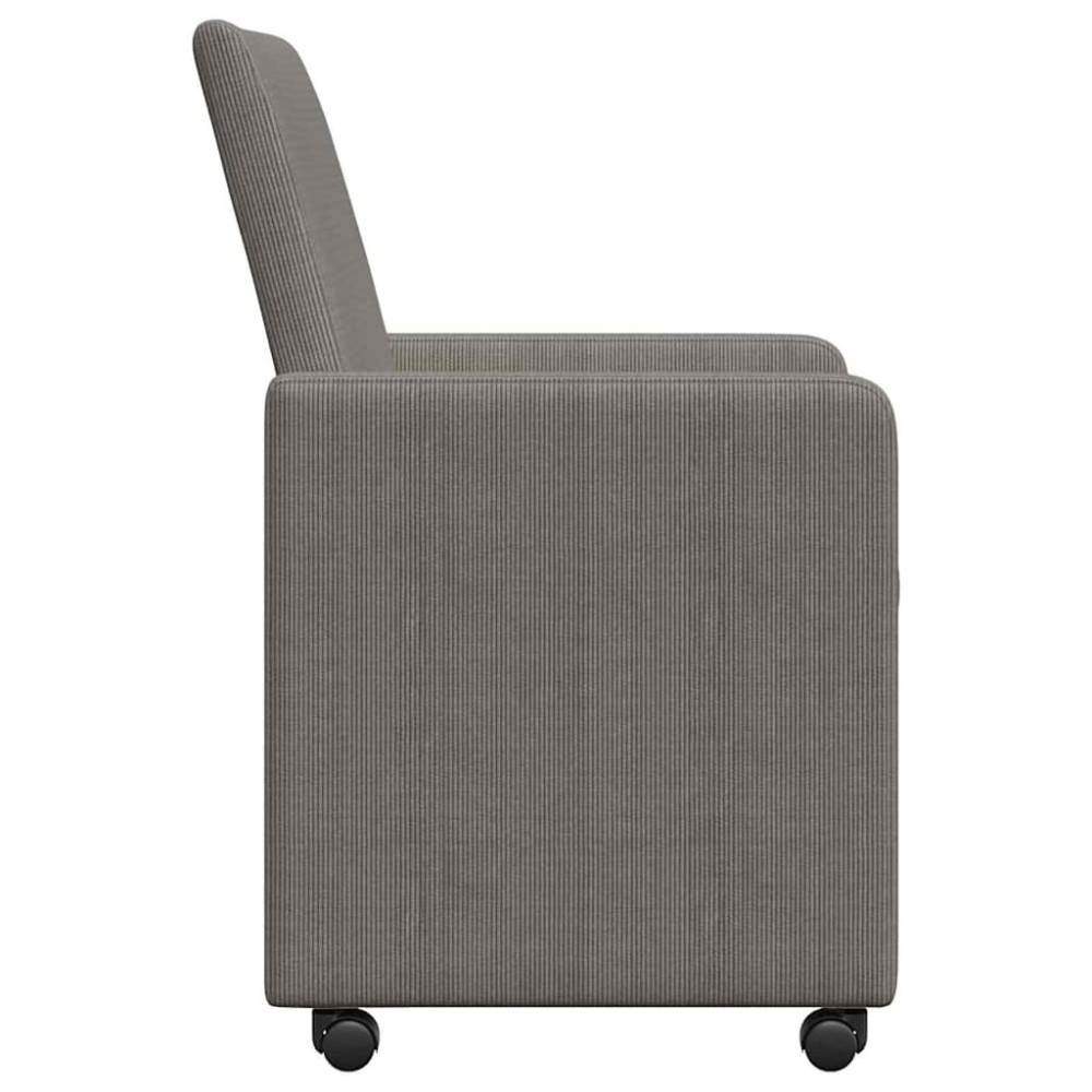 Produktbild för Matstolar med hjul 2 pcs Ljusgrå 57 x 66 x 94 cm Mockatyg