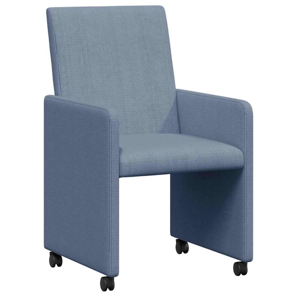 Produktbild för Matstolar med hjul med hjul 2 pcs Blå 57 x 66 x 94 cm Mockatyg