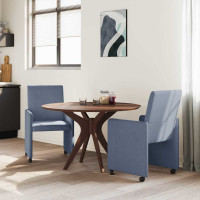 Produktbild för Matstolar med hjul med hjul 2 pcs Blå 57 x 66 x 94 cm Mockatyg