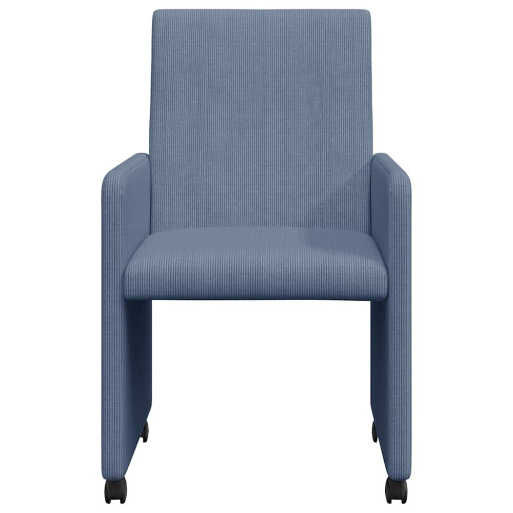 Produktbild för Matstolar med hjul med hjul 2 pcs Blå 57 x 66 x 94 cm Mockatyg