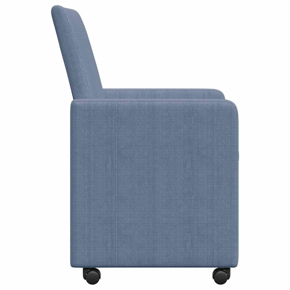 Produktbild för Matstolar med hjul med hjul 2 pcs Blå 57 x 66 x 94 cm Mockatyg