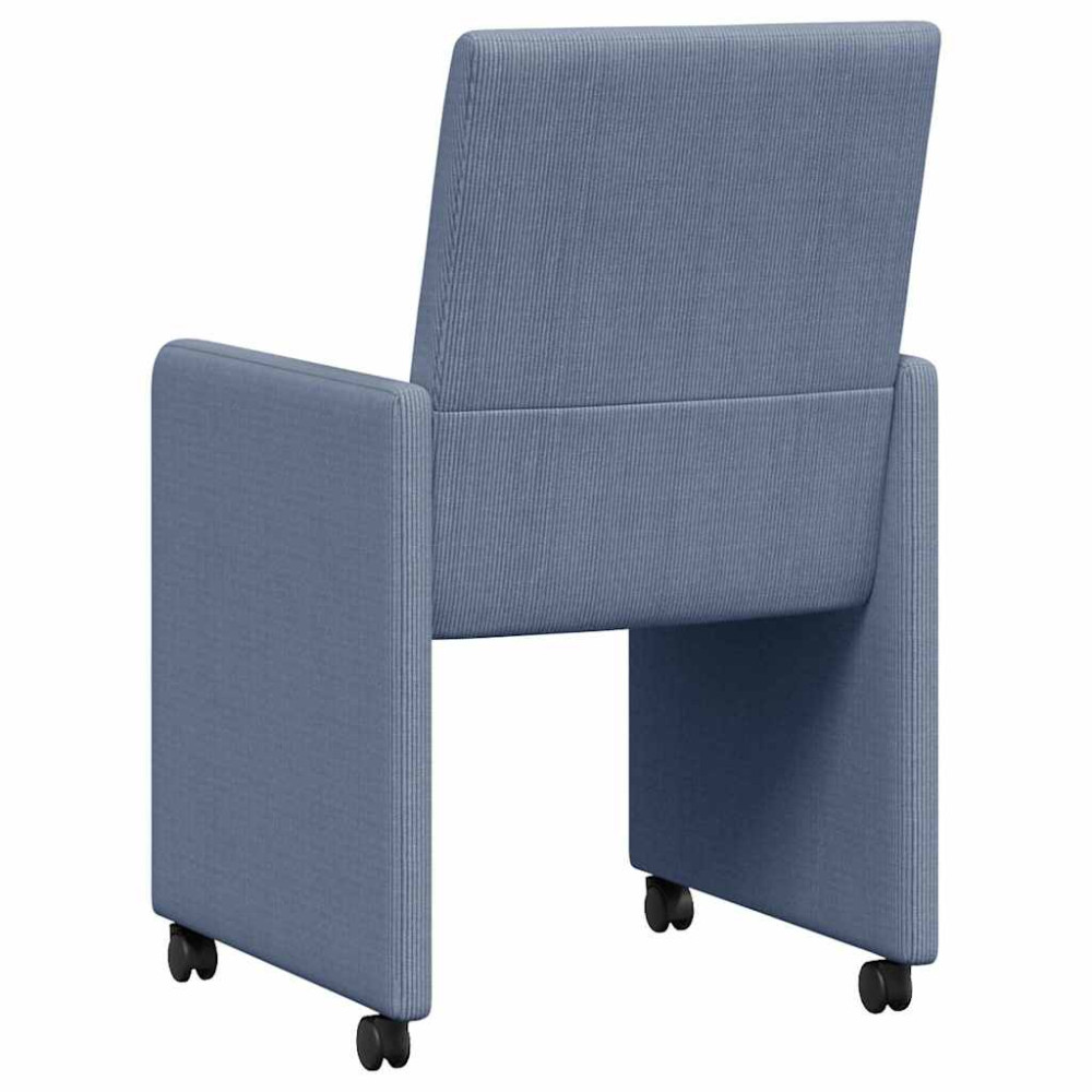 Produktbild för Matstolar med hjul med hjul 2 pcs Blå 57 x 66 x 94 cm Mockatyg