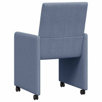 Produktbild för Matstolar med hjul med hjul 2 pcs Blå 57 x 66 x 94 cm Mockatyg