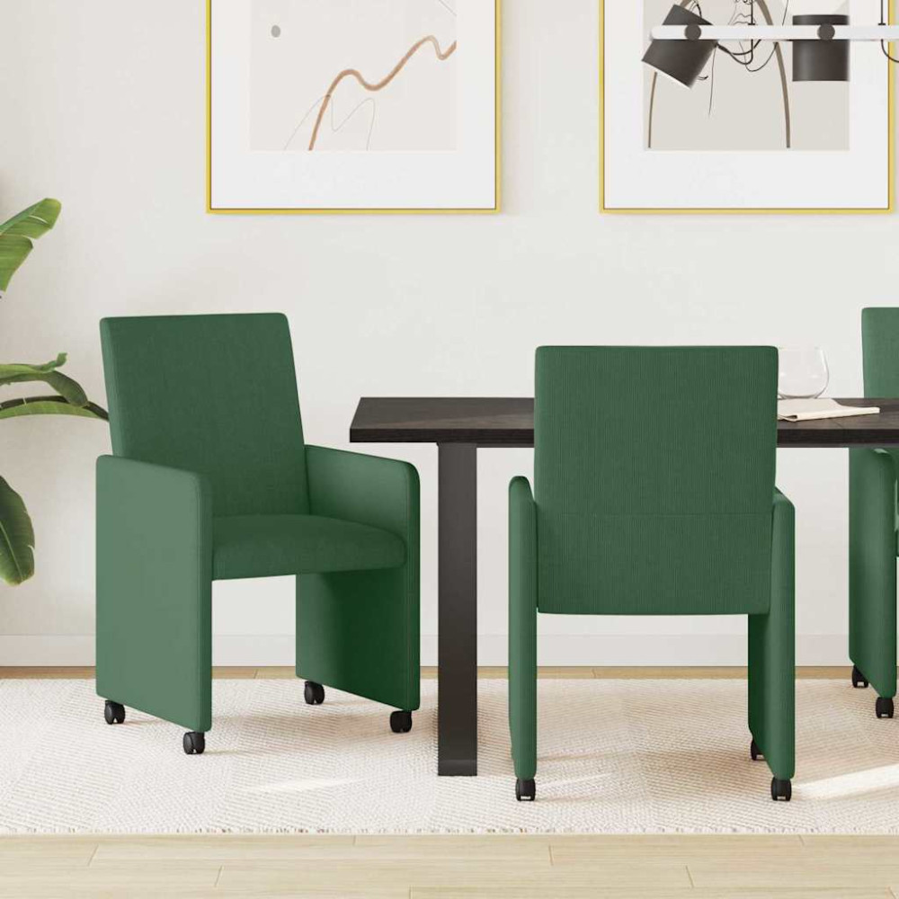 Produktbild för Matstolar med hjul 2 pcs Grågrön 57 x 66 x 94 cm Mockatyg