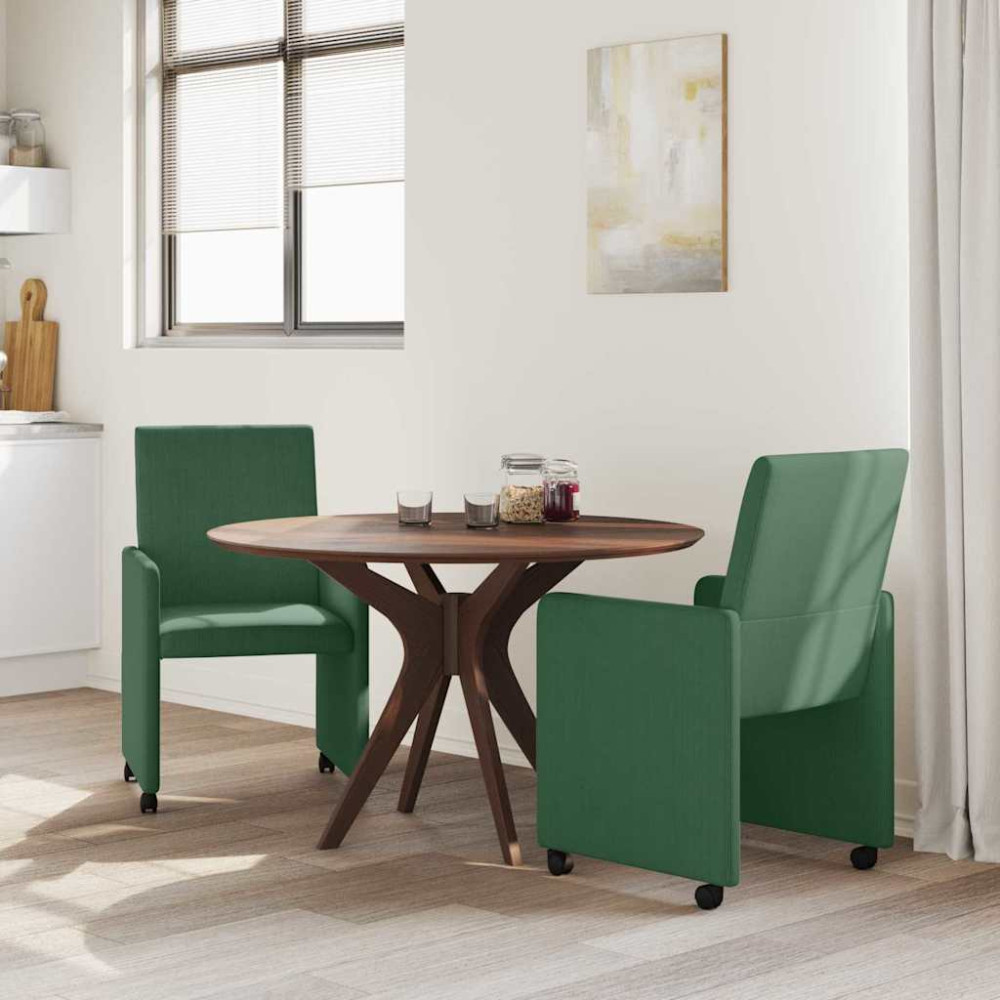 Produktbild för Matstolar med hjul 2 pcs Grågrön 57 x 66 x 94 cm Mockatyg