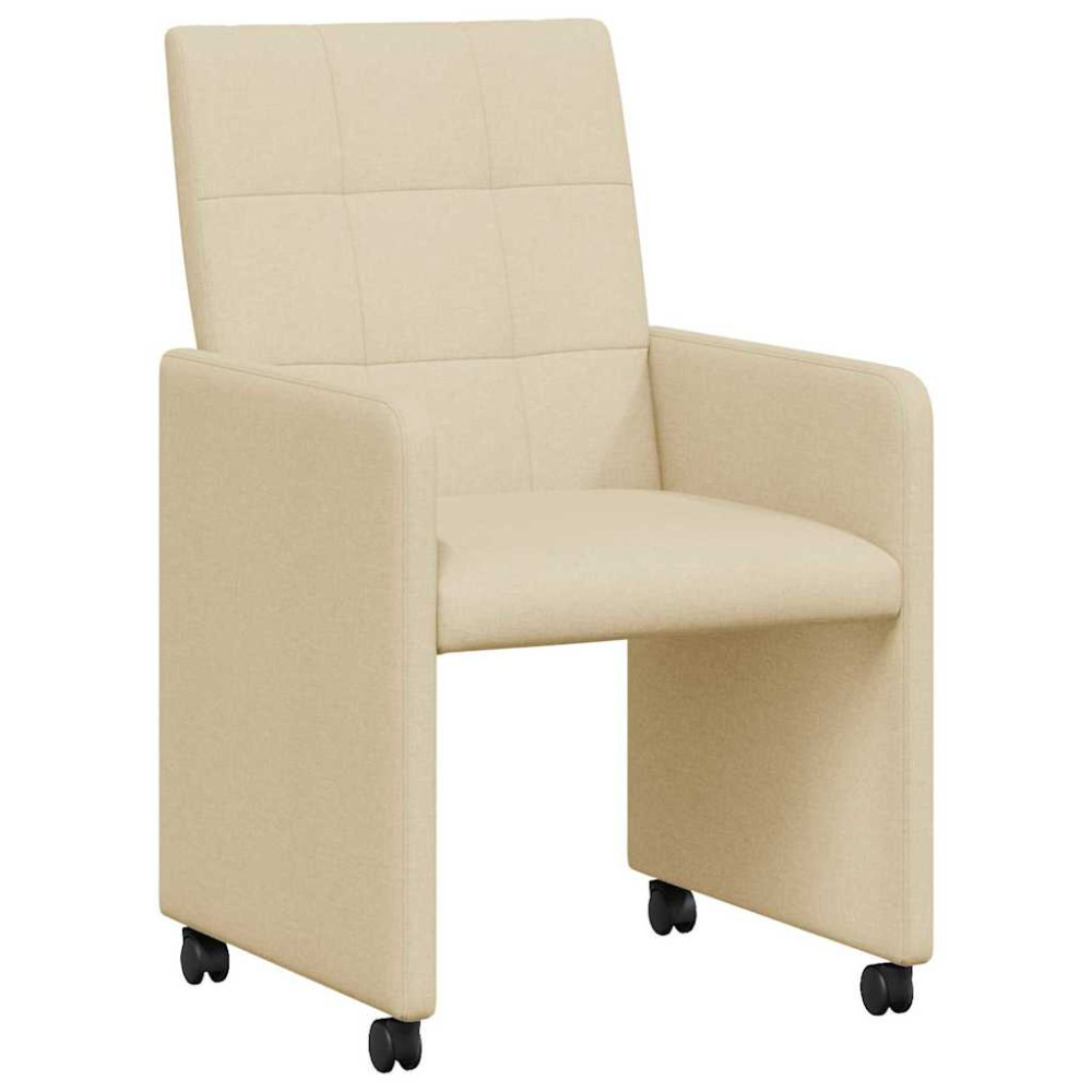 Produktbild för Matstolar med hjul med hjul 2 pcs Kräm 58 x 65 x 94 cm tyg