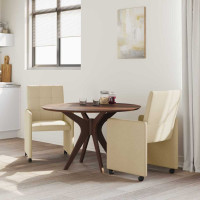 Produktbild för Matstolar med hjul med hjul 2 pcs Kräm 58 x 65 x 94 cm tyg