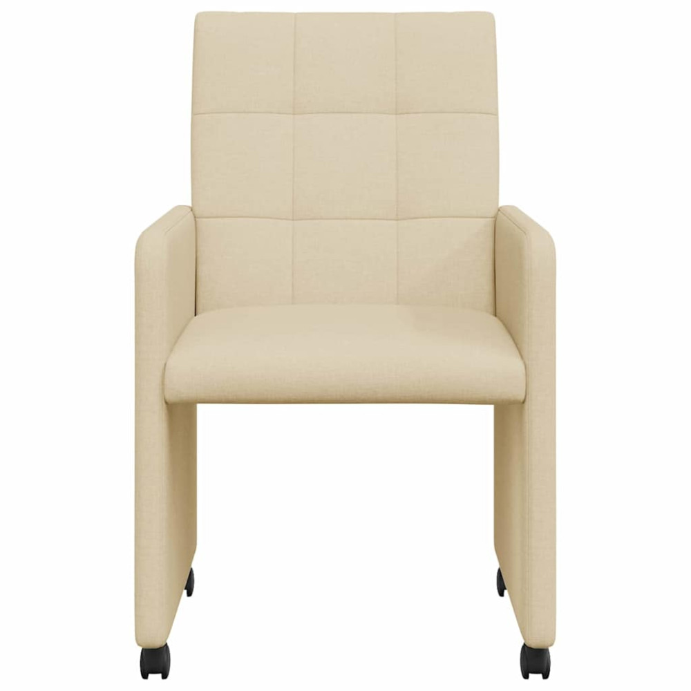 Produktbild för Matstolar med hjul med hjul 2 pcs Kräm 58 x 65 x 94 cm tyg