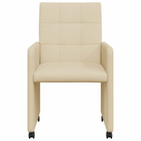 Produktbild för Matstolar med hjul med hjul 2 pcs Kräm 58 x 65 x 94 cm tyg