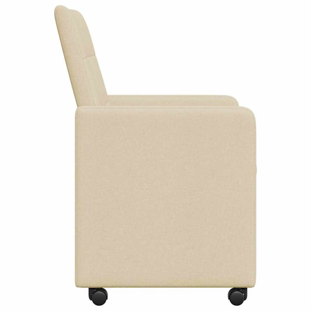 Produktbild för Matstolar med hjul med hjul 2 pcs Kräm 58 x 65 x 94 cm tyg