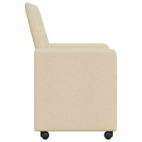 Produktbild för Matstolar med hjul med hjul 2 pcs Kräm 58 x 65 x 94 cm tyg
