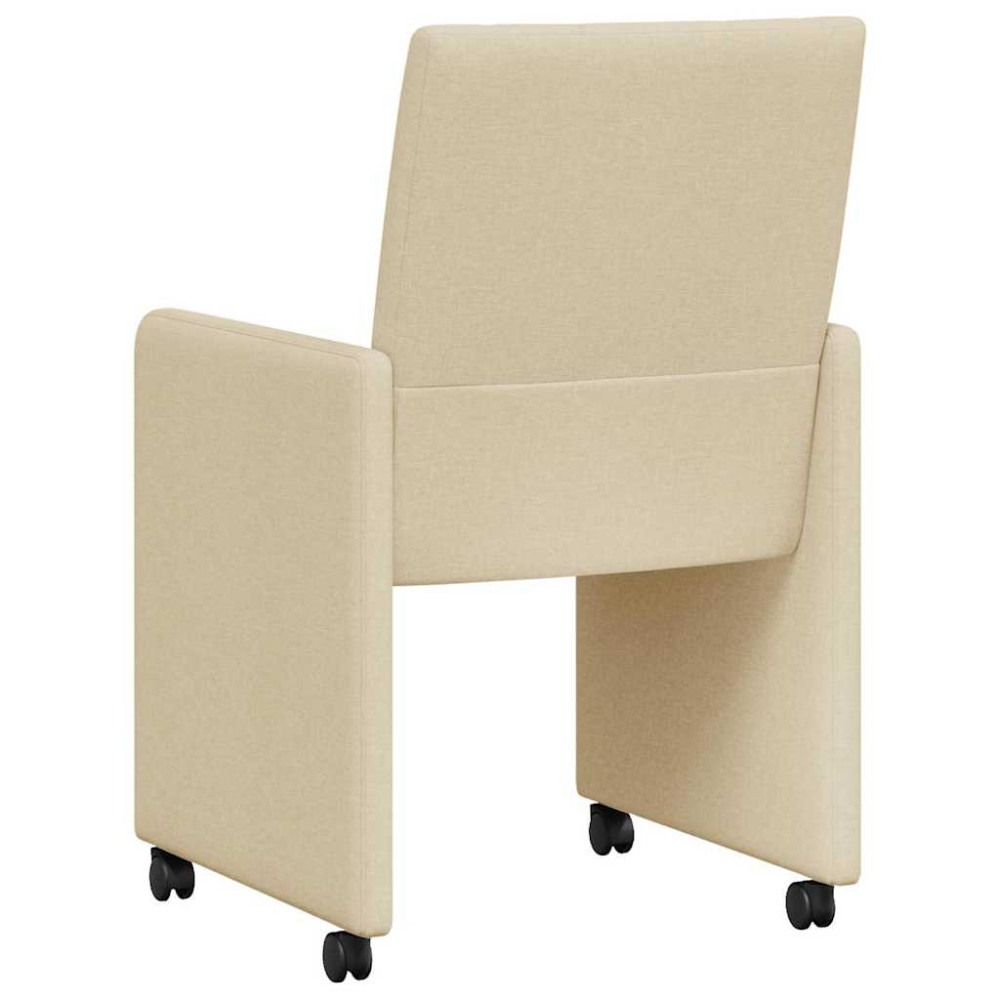 Produktbild för Matstolar med hjul med hjul 2 pcs Kräm 58 x 65 x 94 cm tyg