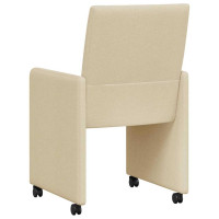 Produktbild för Matstolar med hjul med hjul 2 pcs Kräm 58 x 65 x 94 cm tyg