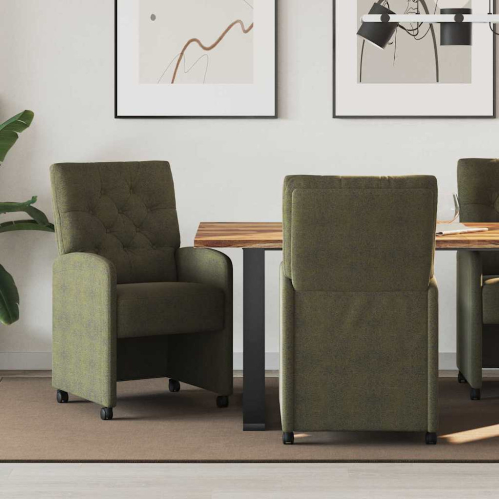 Produktbild för Matstolar med hjul med hjul 2 pcs Armégrön 58 x 67 x 97 cm
