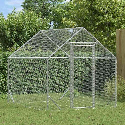 vidaXL Hönshus Silver 200 x 170 x 177 cm Galvaniserat Stål