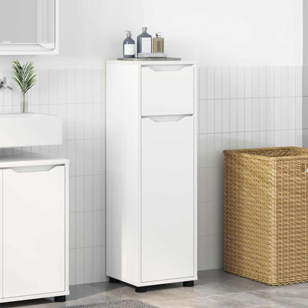 Produktbild för Badrumsskåp med låda Vit 30,5 x 30 x 101 cm Konstruerat trä