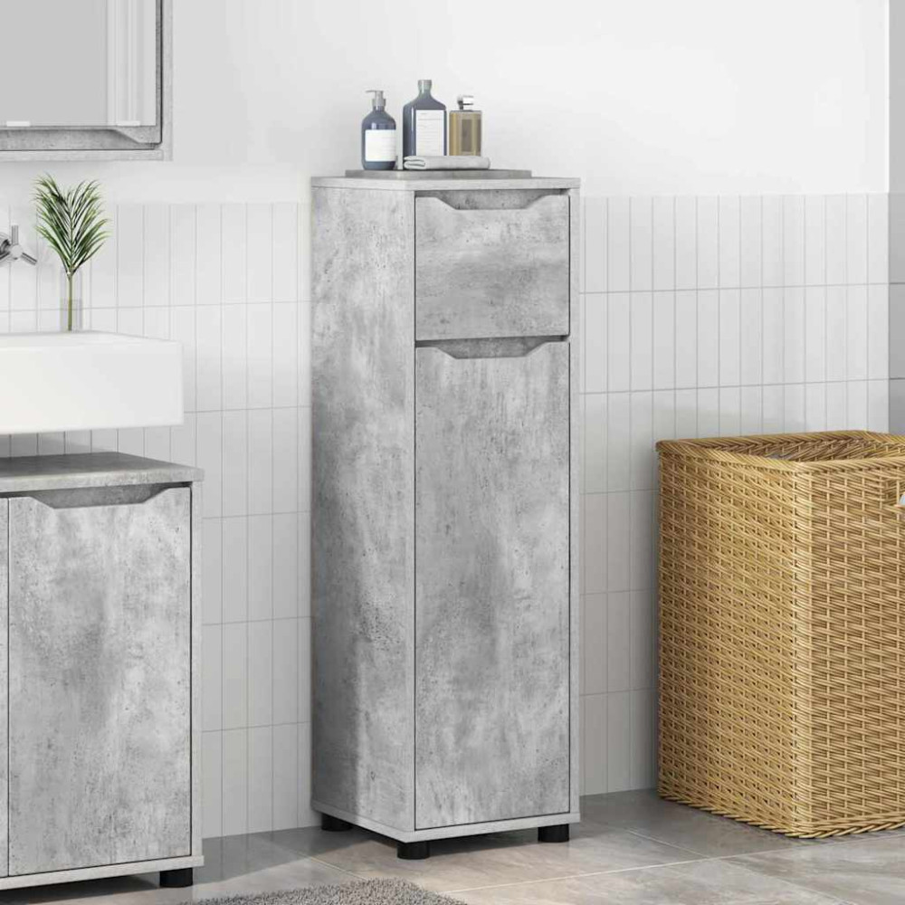 Produktbild för Badrumsskåp Betonggrå 30,5 x 30 x 101 cm Konstruerat trä