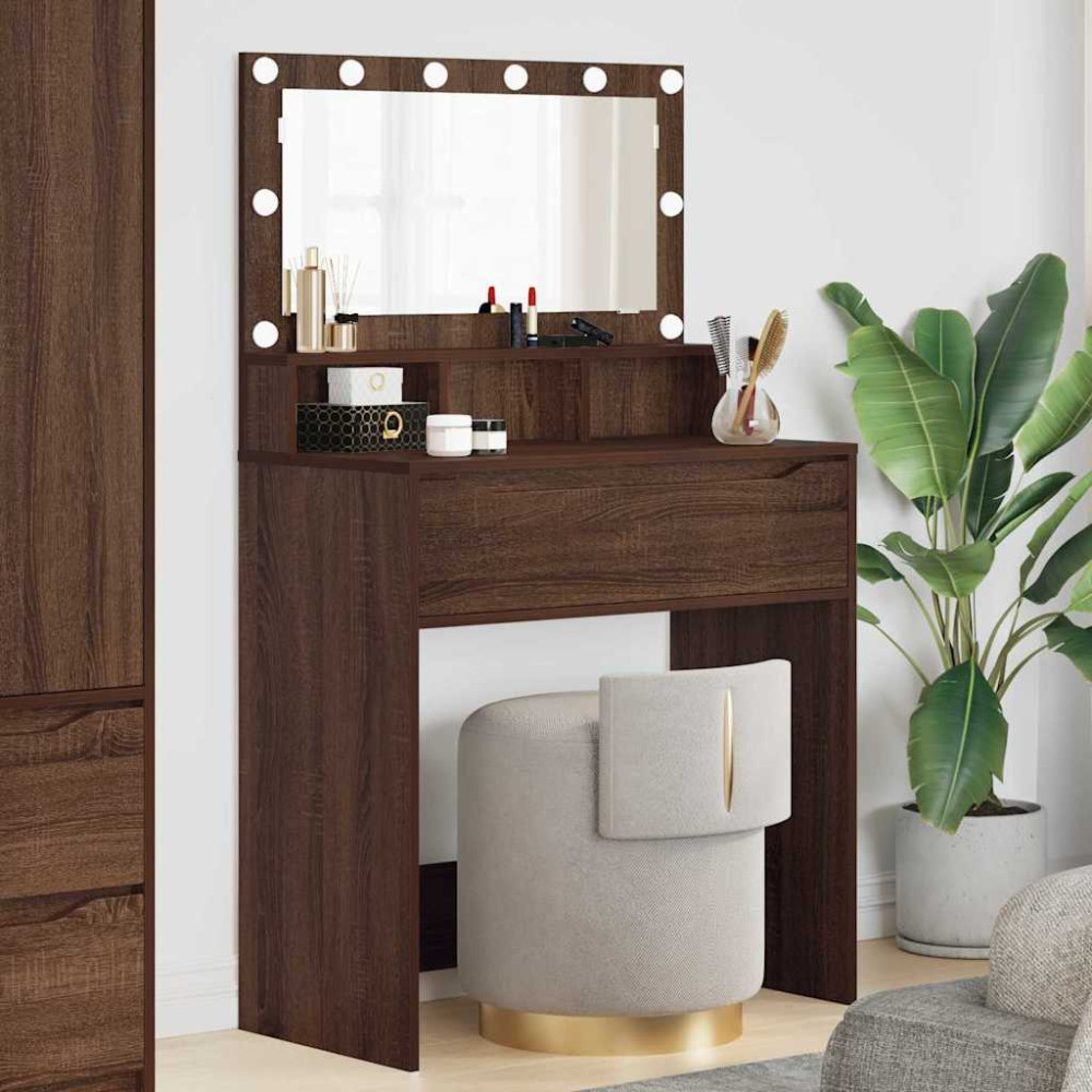 Produktbild för Sängrum Smyckesbord Brun Ek 80 x 39,6 x 135 cm Konstruerat trä
