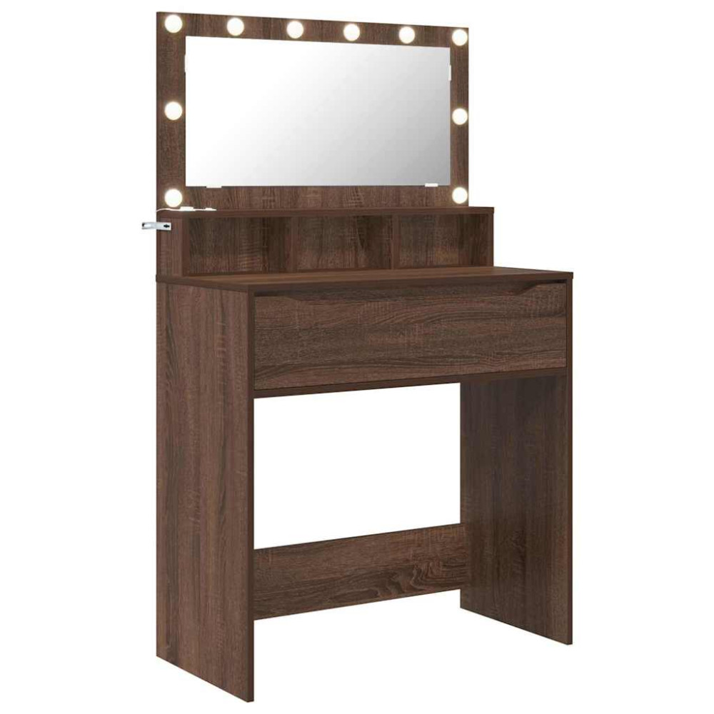 Produktbild för Sängrum Smyckesbord Brun Ek 80 x 39,6 x 135 cm Konstruerat trä