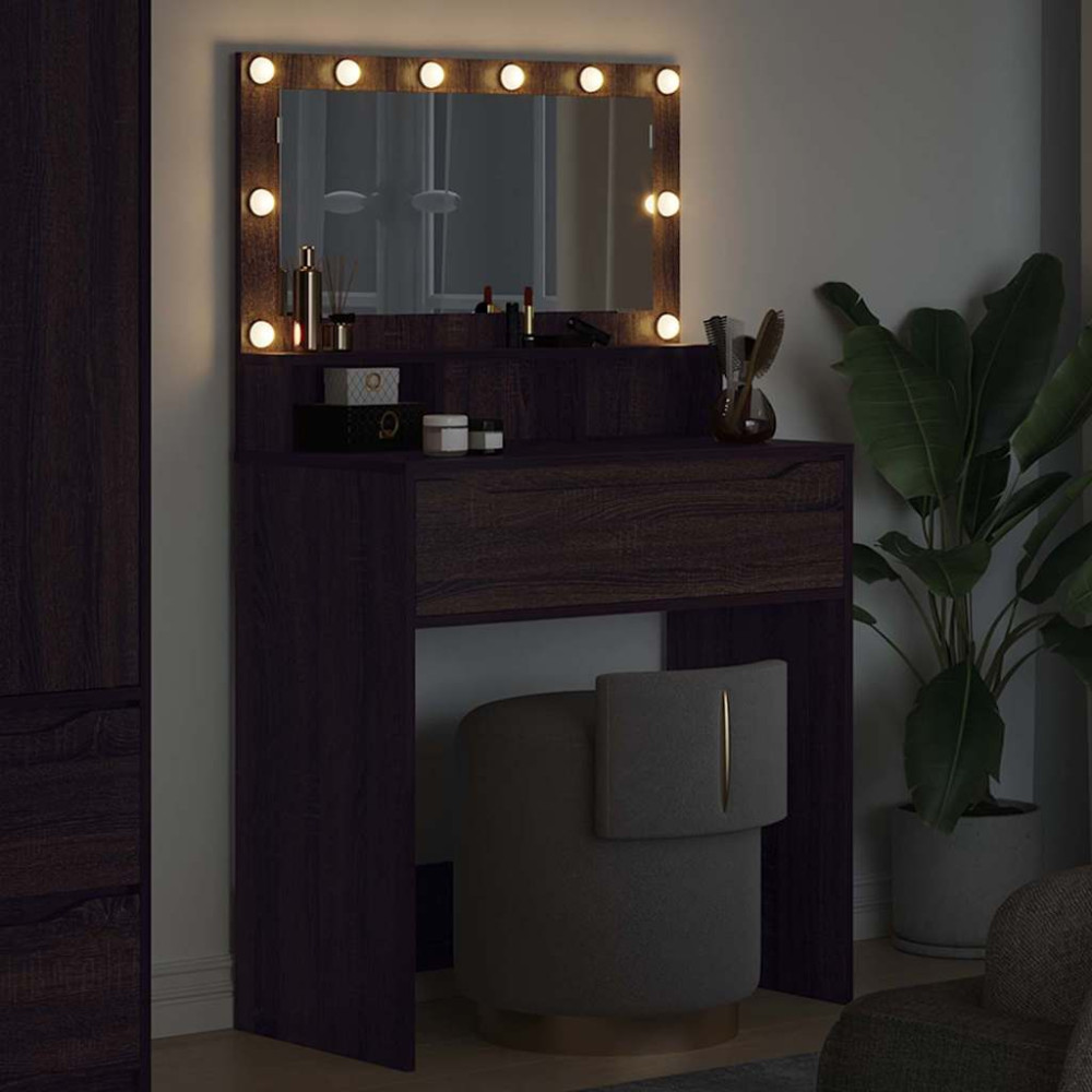Produktbild för Sängrum Smyckesbord Brun Ek 80 x 39,6 x 135 cm Konstruerat trä