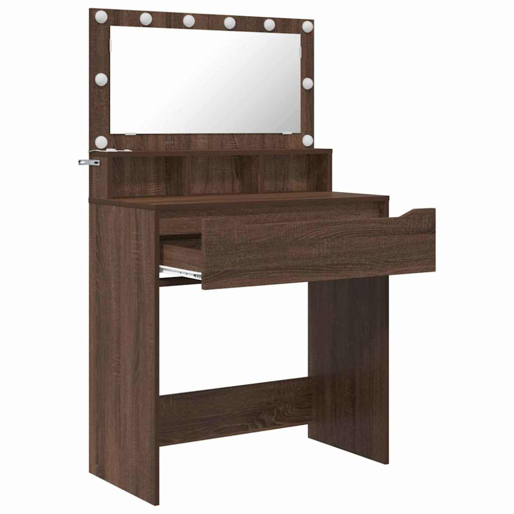 Produktbild för Sängrum Smyckesbord Brun Ek 80 x 39,6 x 135 cm Konstruerat trä